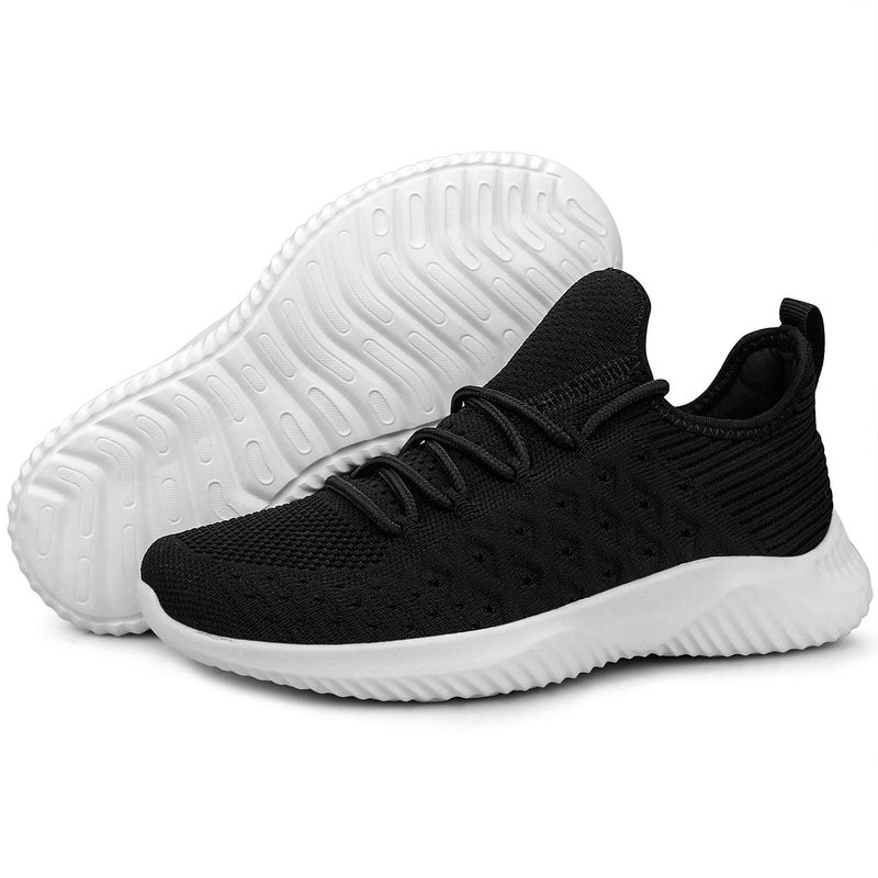 Feethit Womens Slip On Walking Shoes Non Slip Running Shoes Breathable Workout Shoes Lightweight Gym Sneakers Black White Size 8 - Image 4